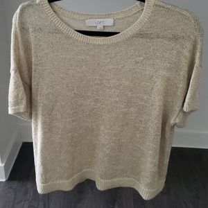 Metallic Gold Shimmer Dolman Sweater Short-Sleeve
